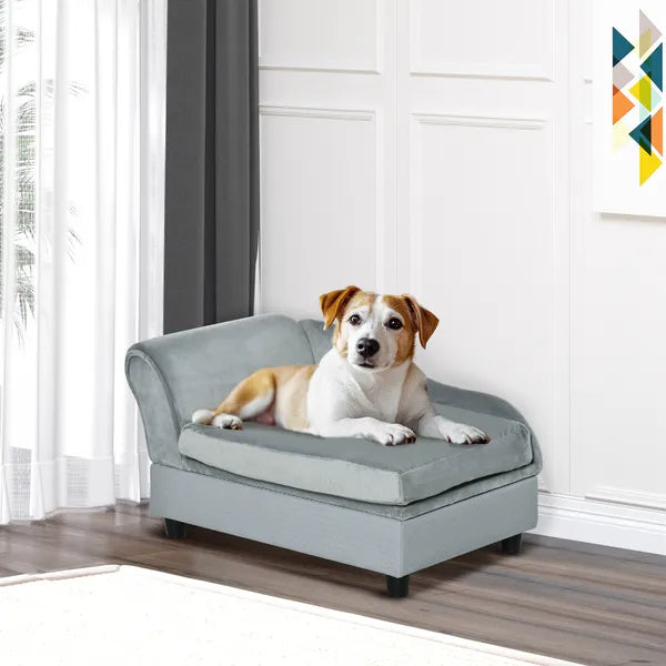 PawHut Luxury Dog Bed for Small Dogs, Hidden Storage, Soft Foam Couch, Modern Pet Furniture, Gray - product image 10