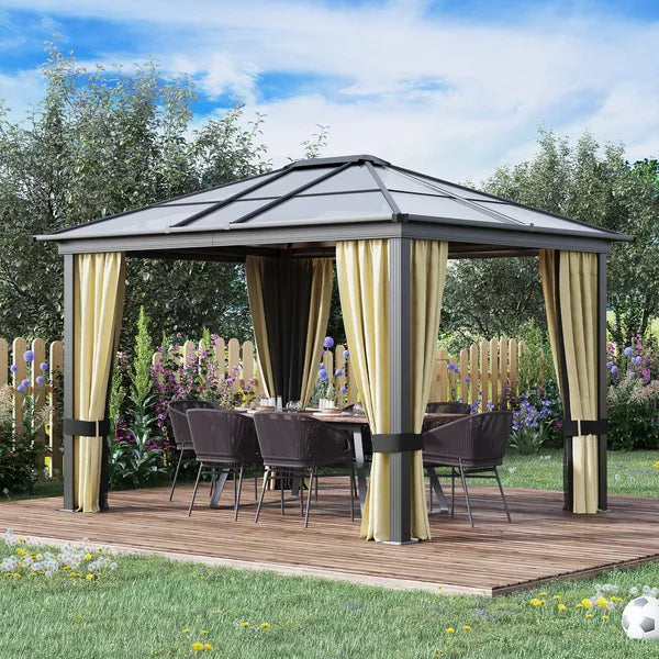 Outsunny Hardtop Gazebo 12 ft x 10 ft with Curtains, Outdoor Patio Canopy Shelter, for Garden - product image 10
