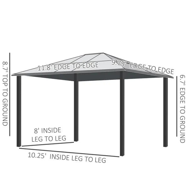 Outsunny Hardtop Gazebo 12 ft x 10 ft with Curtains, Outdoor Patio Canopy Shelter, for Garden - product image 3
