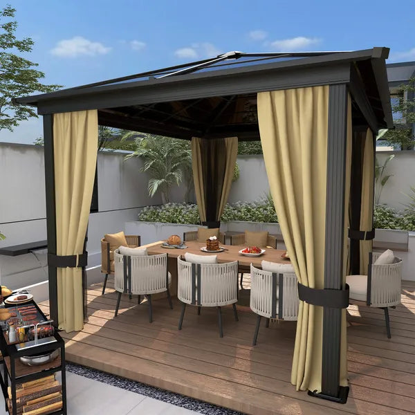 Outsunny Hardtop Gazebo 12 ft x 10 ft with Curtains, Outdoor Patio Canopy Shelter, for Garden - product image 11