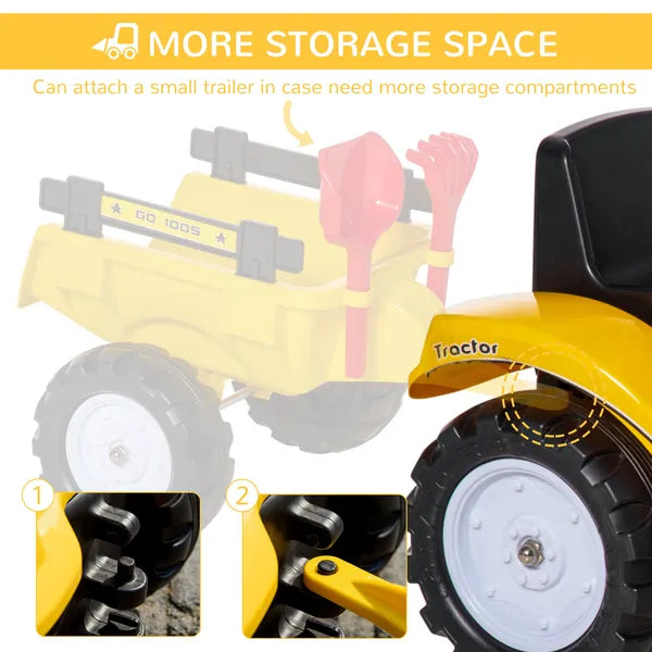Aosom Manual Control Excavator Toy Car, Ride-On No Power Digger with Bucket, for Ages 3-6, Yellow - product image 7