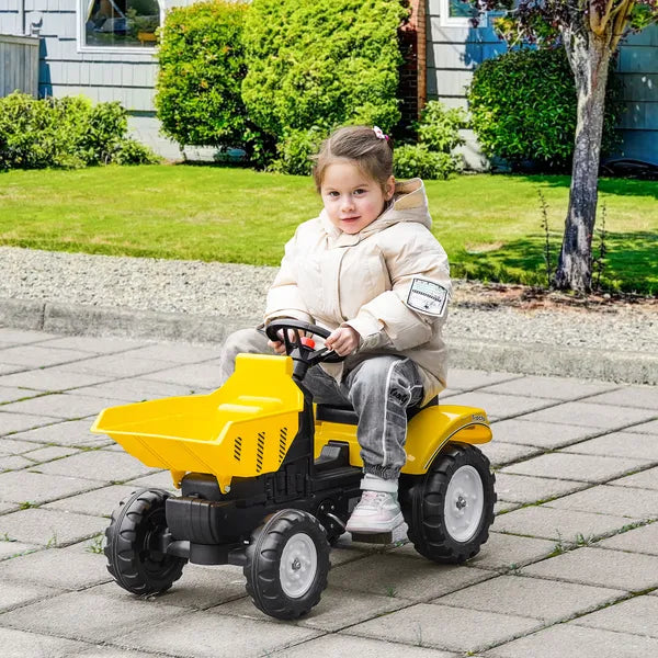 Aosom Manual Control Excavator Toy Car, Ride-On No Power Digger with Bucket, for Ages 3-6, Yellow - product image 2