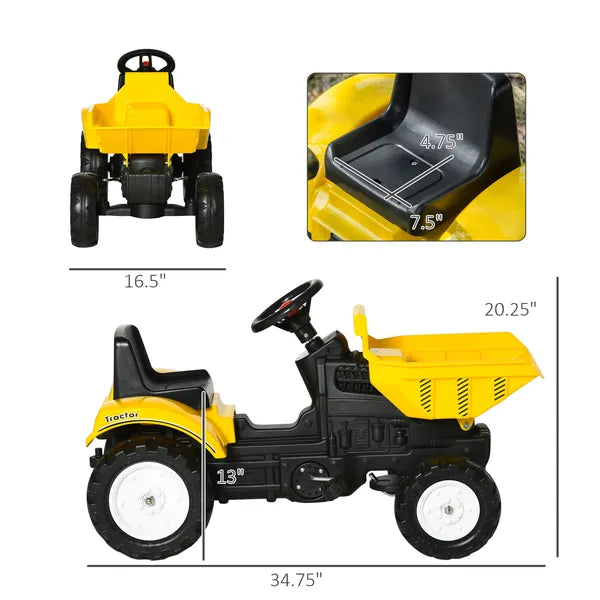 Aosom Manual Control Excavator Toy Car, Ride-On No Power Digger with Bucket, for Ages 3-6, Yellow - product image 3