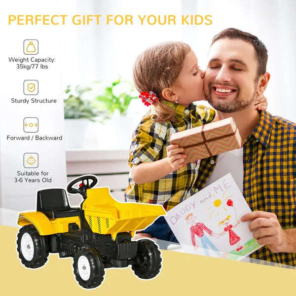 Aosom Manual Control Excavator Toy Car, Ride-On No Power Digger with Bucket, for Ages 3-6, Yellow - product image 4