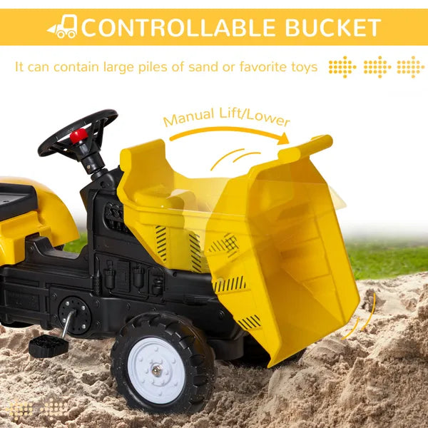 Aosom Manual Control Excavator Toy Car, Ride-On No Power Digger with Bucket, for Ages 3-6, Yellow - product image 5