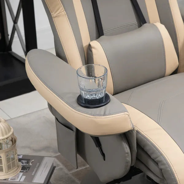 Manual Recliner Armchair with Leg Rest, 135 Degree Recline, Cup Holder and Pocket, Gray - product image 7