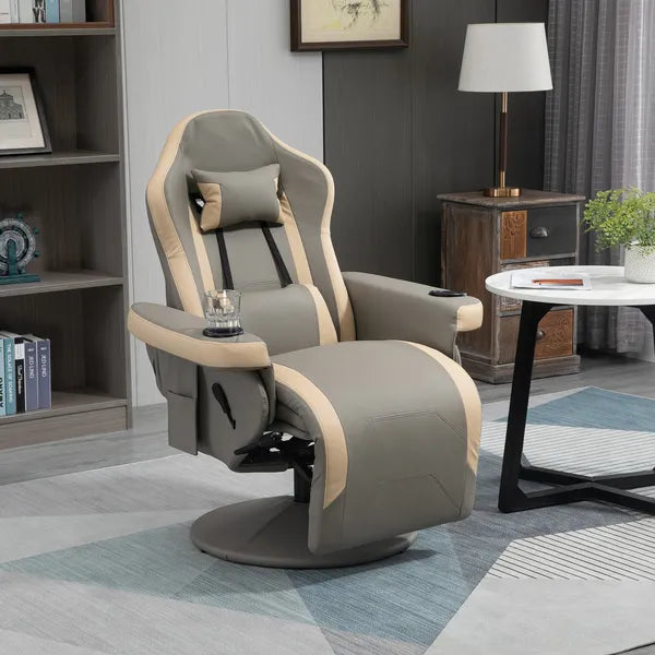 Manual Recliner Armchair with Leg Rest, 135 Degree Recline, Cup Holder and Pocket, Gray - product image 10