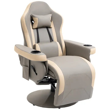 Manual Recliner Armchair with Leg Rest, 135 Degree Recline, Cup Holder and Pocket, Gray - product image 1