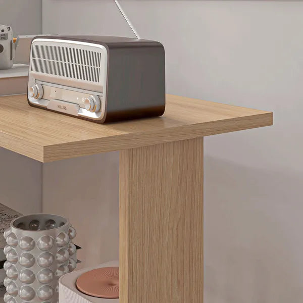 HOMCOM Maple L-Shaped Desk 360 Degree Rotating Corner Computer Desk with Storage Shelves - product image 8