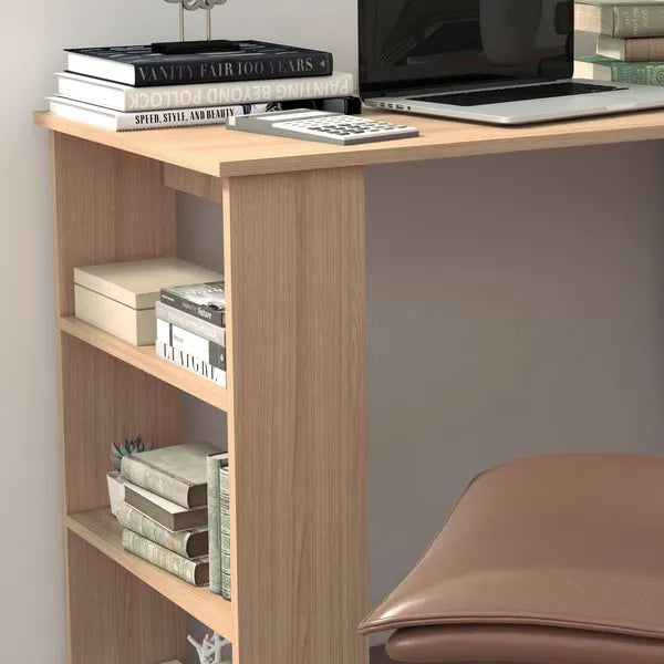 HOMCOM Maple L-Shaped Desk 360 Degree Rotating Corner Computer Desk with Storage Shelves - product image 6
