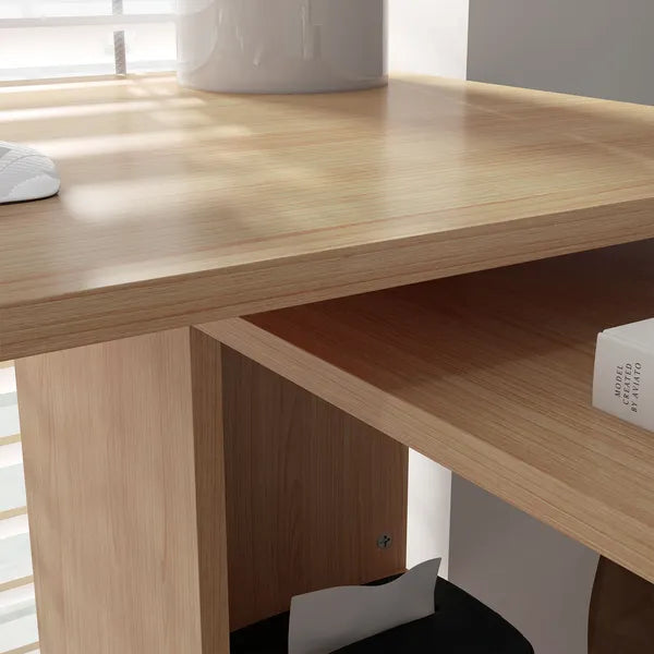 HOMCOM Maple L-Shaped Desk 360 Degree Rotating Corner Computer Desk with Storage Shelves - product image 7