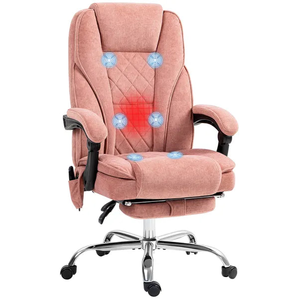 Massage Desk Chair with Footrest, 6-point Vibrating and Heating Functions, Adjustable Height and Back, Pink - product image 11