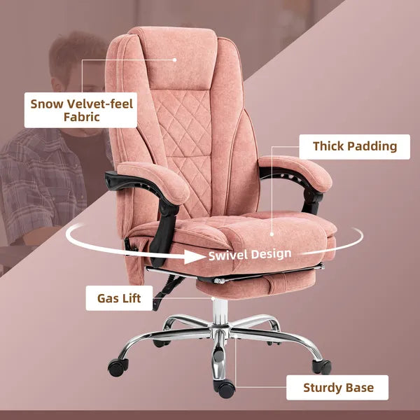 Massage Desk Chair with Footrest, 6-point Vibrating and Heating Functions, Adjustable Height and Back, Pink - product image 7