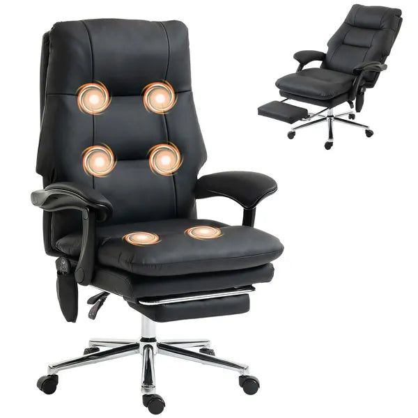 HOMCOM Massage Office Chair with 6-Point Vibration, Pet-Friendly Faux Leather Ergonomic Executive Desk Chair, Black - product image 1
