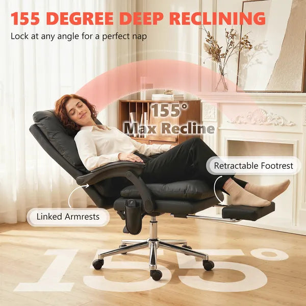 HOMCOM Massage Office Chair with 6-Point Vibration, Pet-Friendly Faux Leather Ergonomic Executive Desk Chair, Black - product image 4