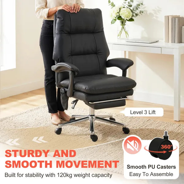 HOMCOM Massage Office Chair with 6-Point Vibration, Pet-Friendly Faux Leather Ergonomic Executive Desk Chair, Black - product image 7