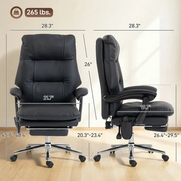 HOMCOM Massage Office Chair with 6-Point Vibration, Pet-Friendly Faux Leather Ergonomic Executive Desk Chair, Black - product image 2