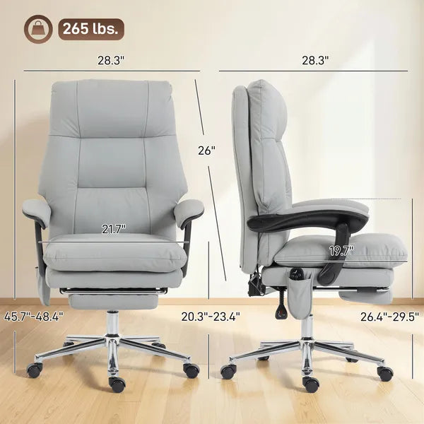 HOMCOM Massage Office Chair with 6-Point Vibration, Pet-Friendly Faux Leather Ergonomic Executive Desk Chair, Light Gray - product image 2