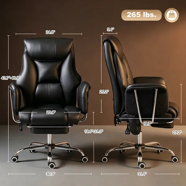 HOMCOM Massage Office Chair with 6 Points Vibration, Executive Desk Chair with High Back, PU Leather, Footrest, Black - product image 2