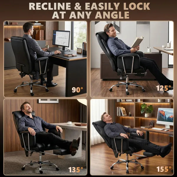 HOMCOM Massage Office Chair with 6 Points Vibration, Executive Desk Chair with High Back, PU Leather, Footrest, Black - product image 6
