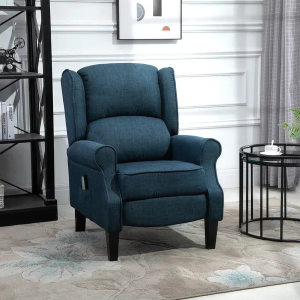 HOMCOM Massage Sofa Chair with Heat, Massage Recliner Chair with Remote Controller, Side Pocket, Blue - product image 2