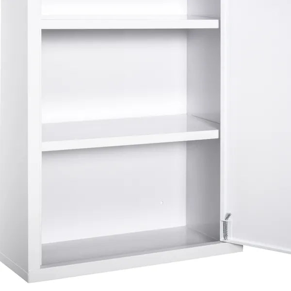 Medicine Cabinet Steel Wall Mount 24x16 3-Tier Storage Lockable White - product image 12