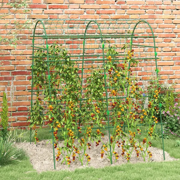 Outsunny Metal Arch Garden Trellis for Climbing Plants, A-Frame with Net, 57"x66"x81", Green Outdoor Decor - product image 10