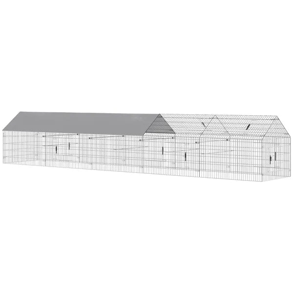 PawHut Metal Chicken Coop, Large Chicken Run with Water-Resistant and Anti-UV Cover for 7-9 Hens, Outdoor Hen House with 10 Doors - product image 1