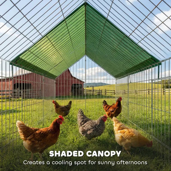 PawHut Metal Chicken Coop with Cover for Backyard Small Animals Duck Rabbit, 106" x 29.5" x 29.5", Green - product image 5