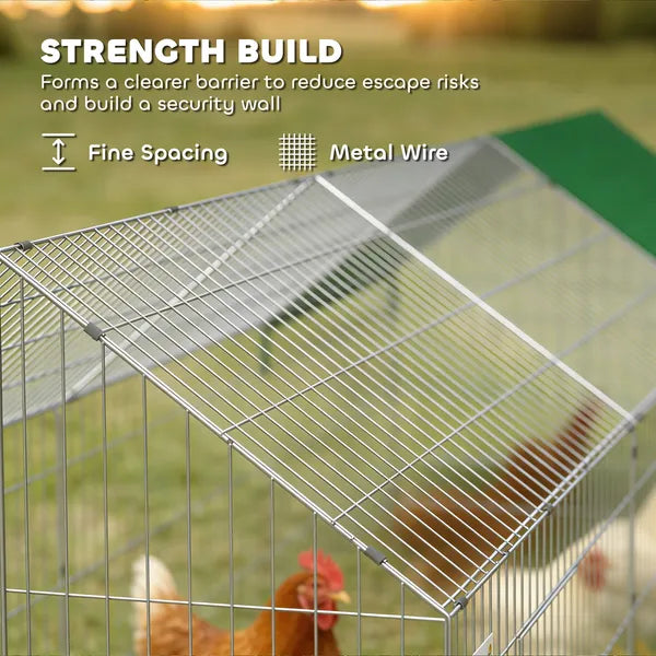 PawHut Metal Chicken Coop with Cover for Backyard Small Animals Duck Rabbit, 106" x 29.5" x 29.5", Green - product image 6