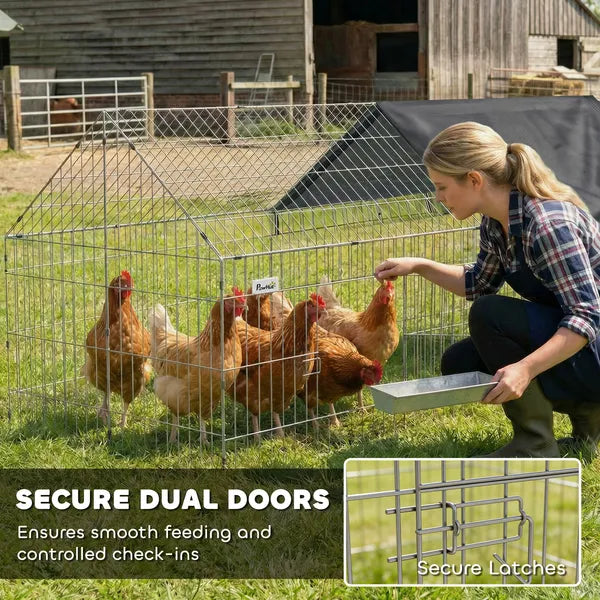 PawHut Metal Chicken Coop with Cover for Backyard Small Animals Duck Rabbit, 71" x 29.5" x 29.5", Black - product image 4