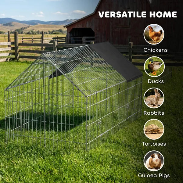 PawHut Metal Chicken Coop with Cover for Backyard Small Animals Duck Rabbit, 71" x 29.5" x 29.5", Black - product image 7