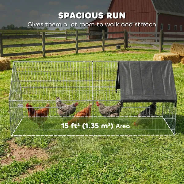 PawHut Metal Chicken Coop with Cover for Backyard Small Animals Duck Rabbit, 71" x 29.5" x 29.5", Black - product image 3