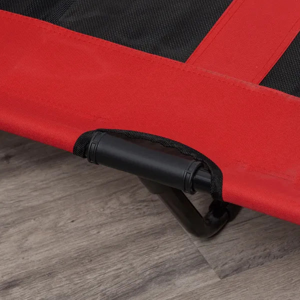 Metal Frame Elevated Pet Bed 48" x 46" Folding Dog Cot Summer Cooling Red - product image 9