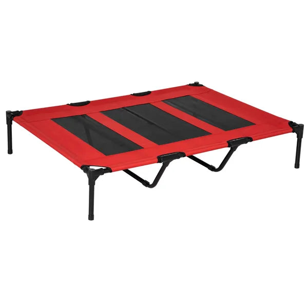 Metal Frame Elevated Pet Bed 48" x 46" Folding Dog Cot Summer Cooling Red - product image 1