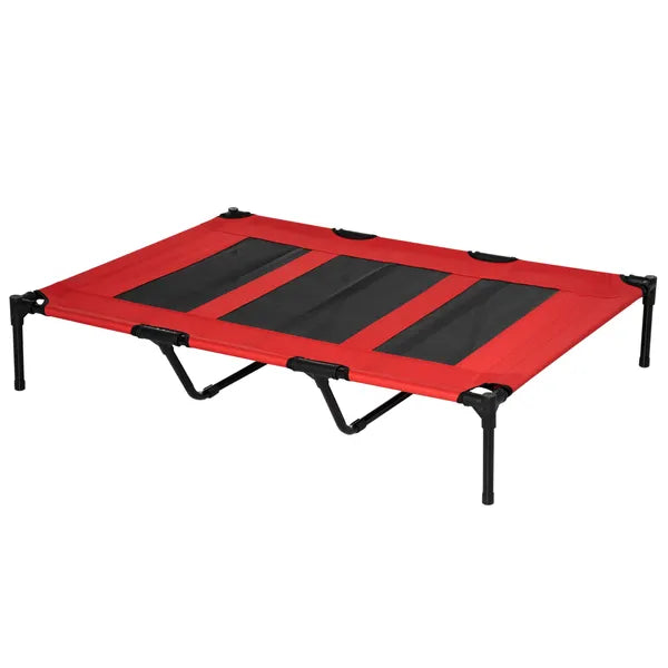 Metal Frame Elevated Pet Bed 48" x 46" Folding Dog Cot Summer Cooling Red - product image 11