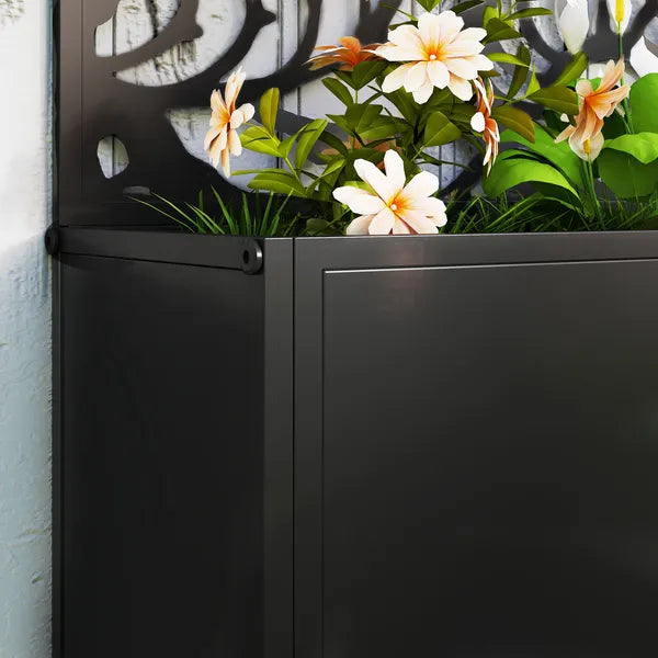 Outsunny 24 Inch Metal Garden Bed with Leaf Cutout Trellis 8 Gallon Black - product image 9