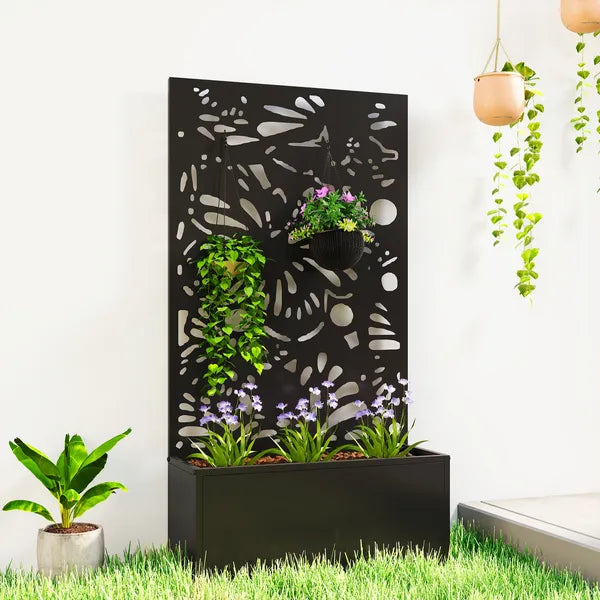 24 Inch Metal Garden Bed with Trellis for Climbing Plants, Model 84H-528V00BK - product image 2