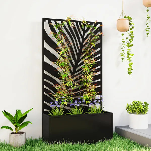 24 Inch Metal Garden Bed with Trellis for Climbing Plants, Model 84H-521V00BK - product image 2