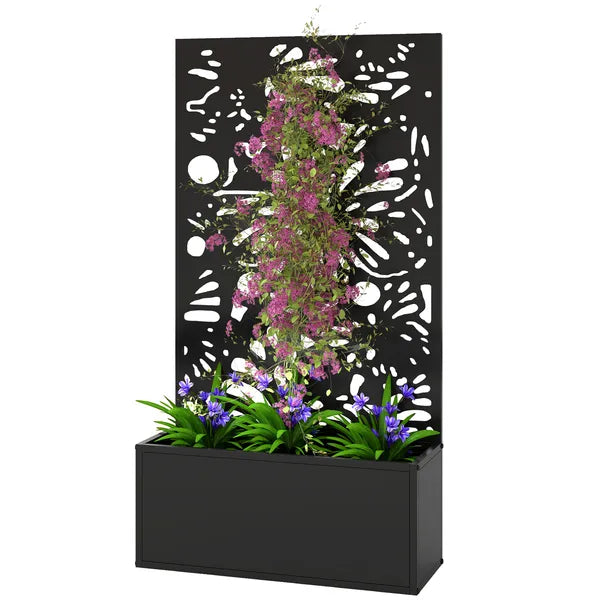 24 Inch Metal Garden Bed with Trellis for Climbing Plants, Model 84H-528V00BK - product image 1