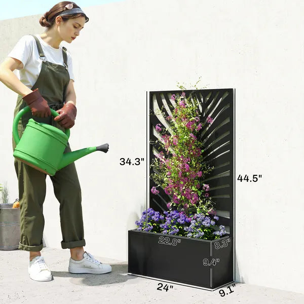 24 Inch Metal Garden Bed with Trellis for Climbing Plants, Model 84H-521V00BK - product image 3