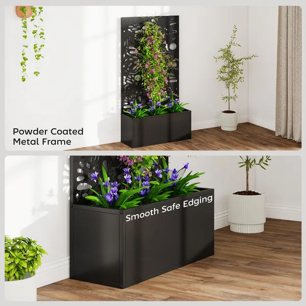 24 Inch Metal Garden Bed with Trellis for Climbing Plants, Model 84H-528V00BK - product image 7
