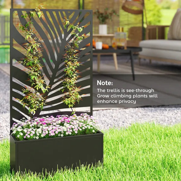 24 Inch Metal Garden Bed with Trellis for Climbing Plants, Model 84H-521V00BK - product image 8
