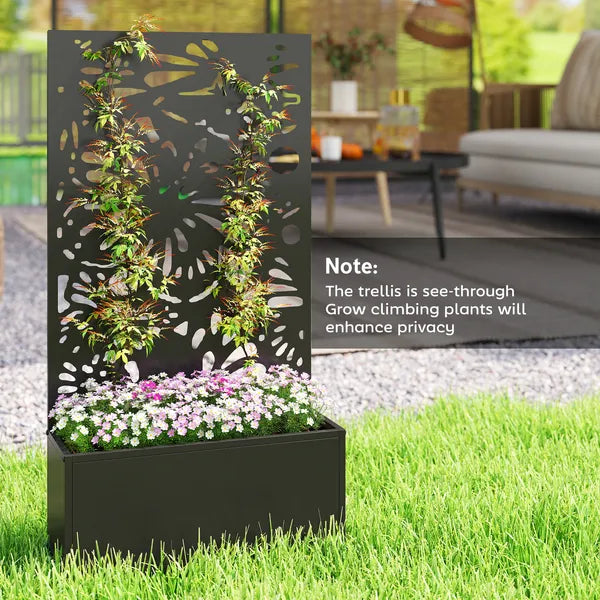 24 Inch Metal Garden Bed with Trellis for Climbing Plants, Model 84H-528V00BK - product image 8