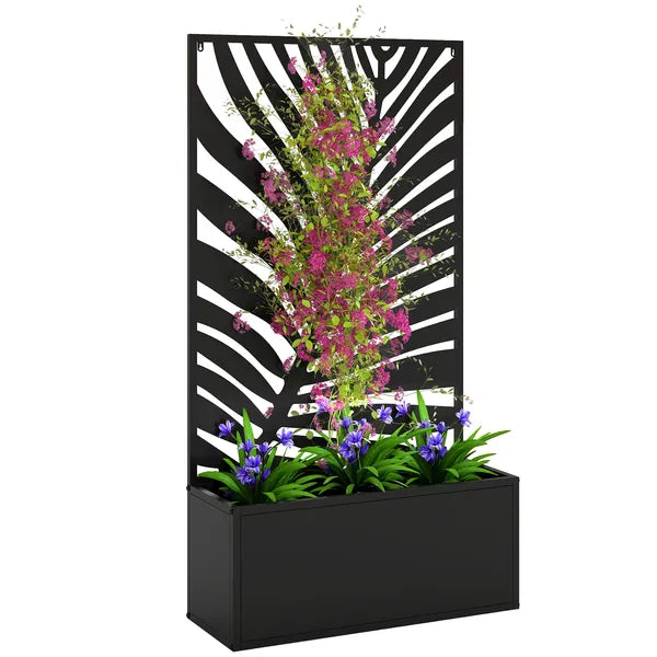 24 Inch Metal Garden Bed with Trellis for Climbing Plants, Model 84H-521V00BK - product image 11