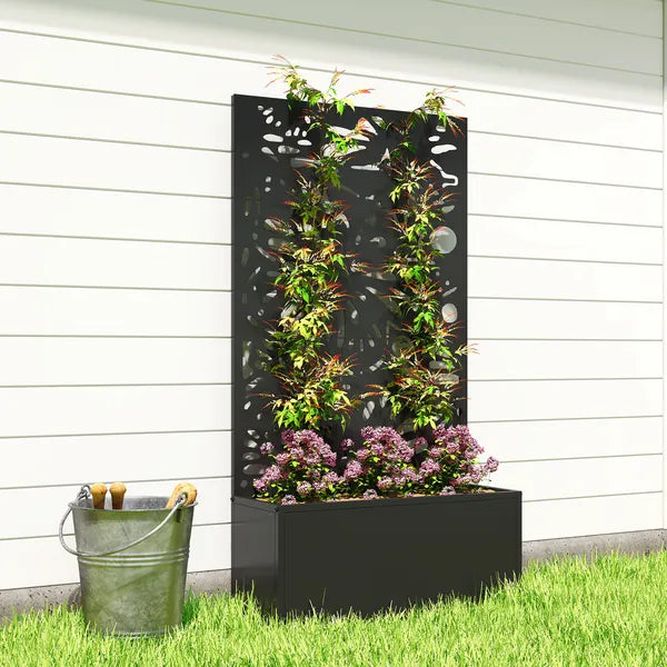 24 Inch Metal Garden Bed with Trellis for Climbing Plants, Model 84H-528V00BK - product image 9