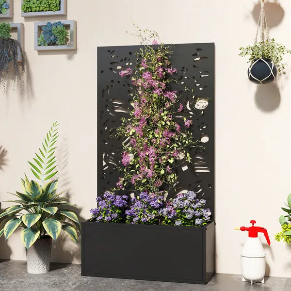 24 Inch Metal Garden Bed with Trellis for Climbing Plants, Model 84H-528V00BK - product image 10
