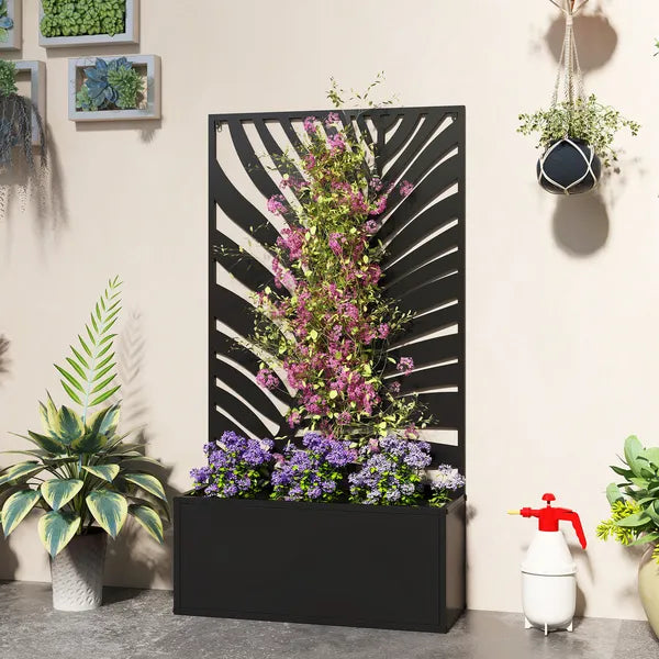 24 Inch Metal Garden Bed with Trellis for Climbing Plants, Model 84H-521V00BK - product image 10