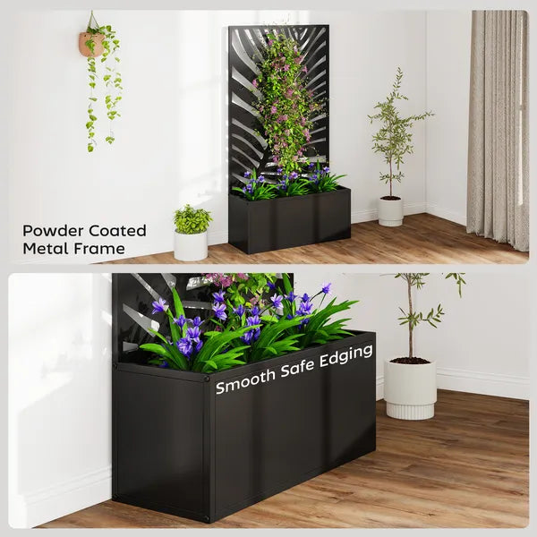24 Inch Metal Garden Bed with Trellis for Climbing Plants, Model 84H-521V00BK - product image 7