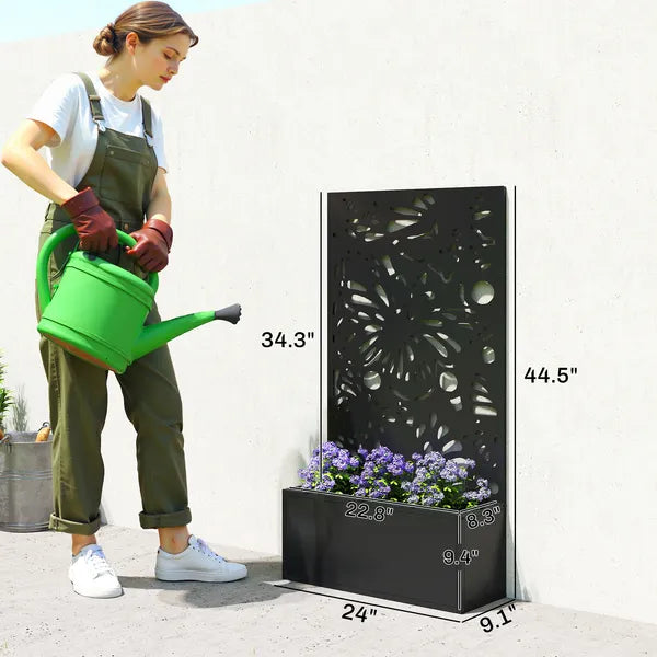 24 Inch Metal Garden Bed with Trellis for Climbing Plants, Model 84H-528V00BK - product image 3